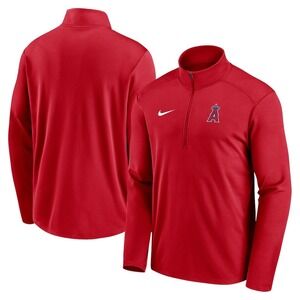 Nike Los Angeles Angels MLB Dri FIT Mens Small Red Baseball Quarter Zip Pullover